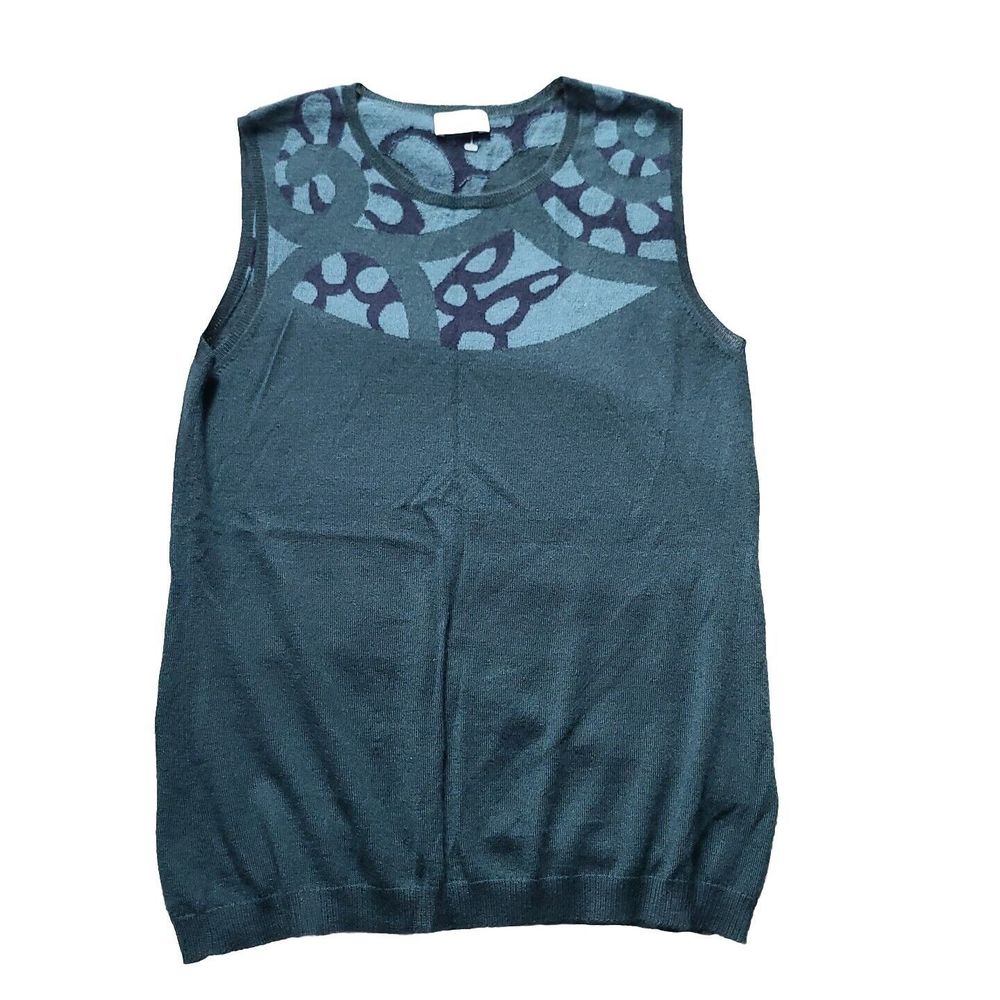 TSE Womens Sleeveless Tank Sweater Cashmere Scoop Neck Blue Deep Green  Sz M